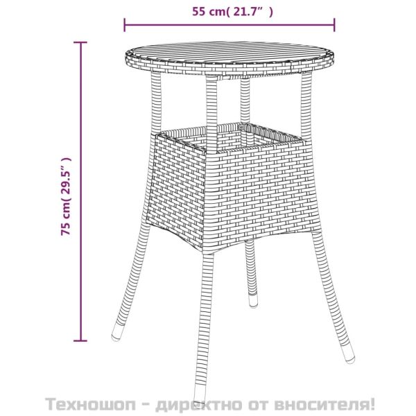 Градински бистро комплект с възглавници 3 части сив полиратан