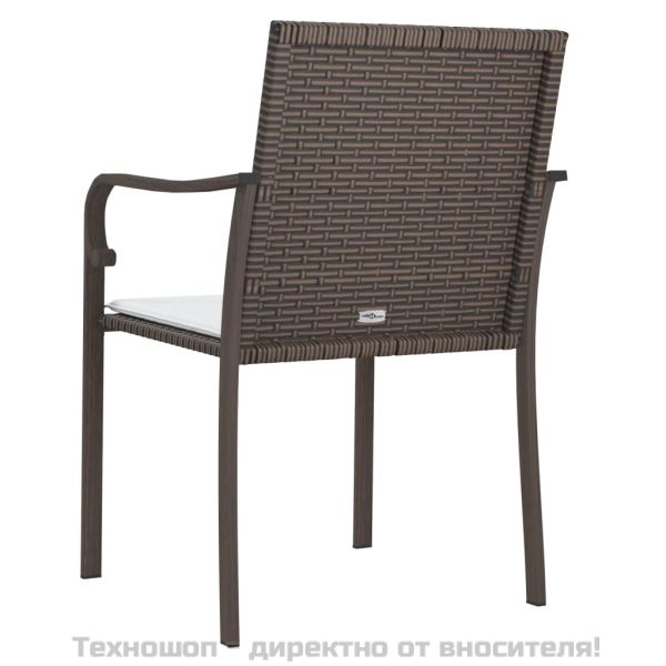 Градински стол с възглавници 6 бр кафяв 56x59x84 см полиратан