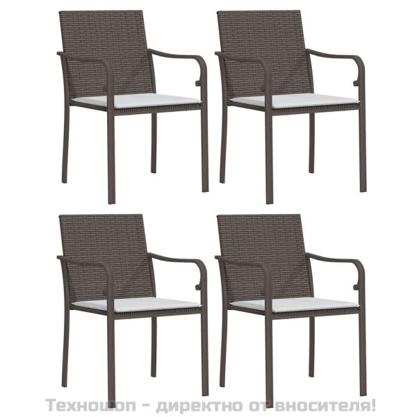 Градински стол с възглавници 4 бр кафяв 56x59x84 см полиратан