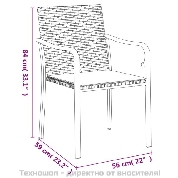 Градински стол с възглавници 4 бр кафяв 56x59x84 см полиратан