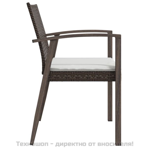 Градински стол с възглавници 6 бр кафяв 56,5x57x83 см полиратан