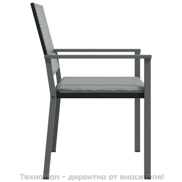 Градински стол с възглавници 6 бр черни 54x62,5x89 см полиратан