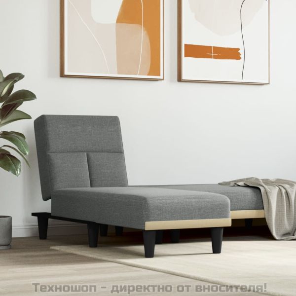 Кушетка, тъмносива, текстил