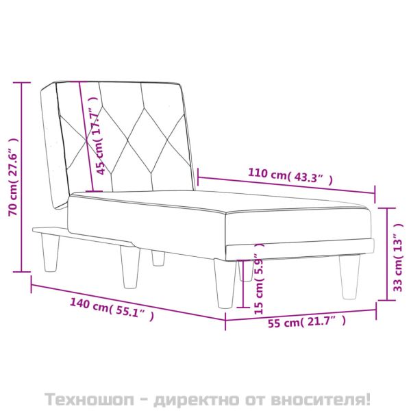 Кушетка, черна, кадифе