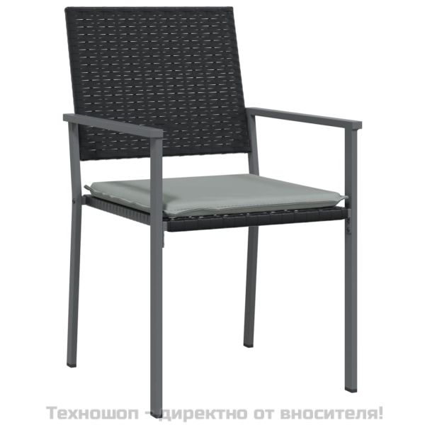 Градински стол с възглавници 4 бр черни 54x62,5x89 см полиратан