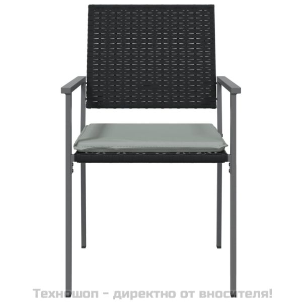 Градински стол с възглавници 4 бр черни 54x62,5x89 см полиратан