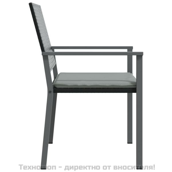 Градински стол с възглавници 4 бр черни 54x62,5x89 см полиратан