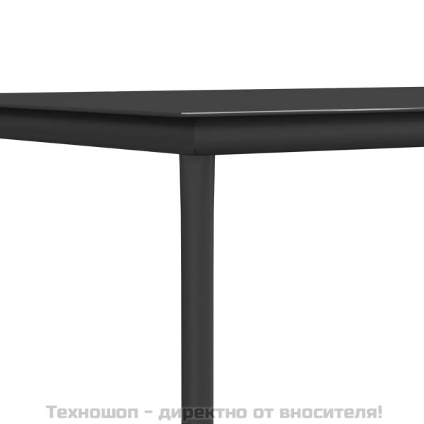 Градински комплект 5 части с подложки черен полиратан и стомана