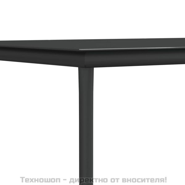 Градински комплект 5 части с подложки черен полиратан и стомана