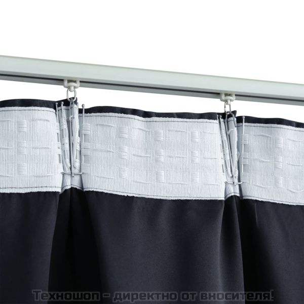 Затъмняващи завеси с куки, 2 бр, антрацит, 140x245 см