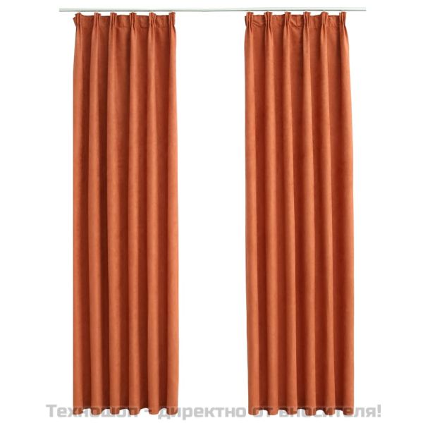 Затъмняващи завеси с куки, 2 бр, ръждивокафяво, 140x245 см