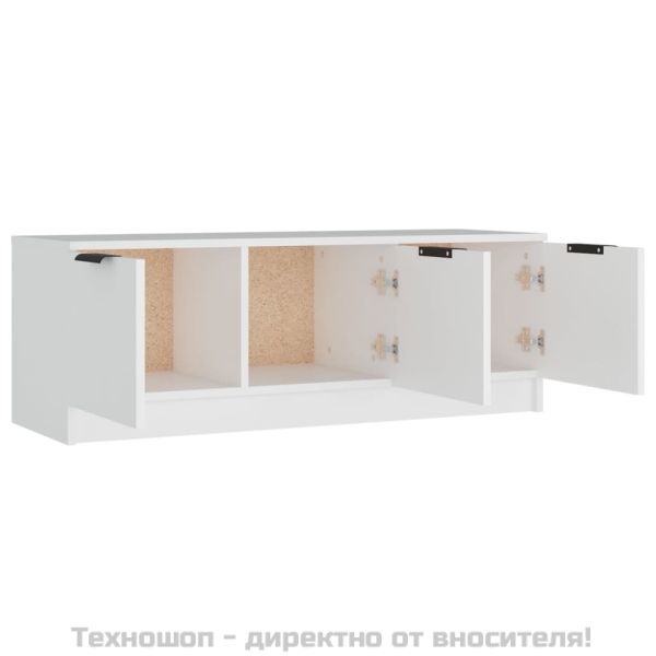 ТВ шкаф, бял, 102x35x36,5 см, инженерно дърво