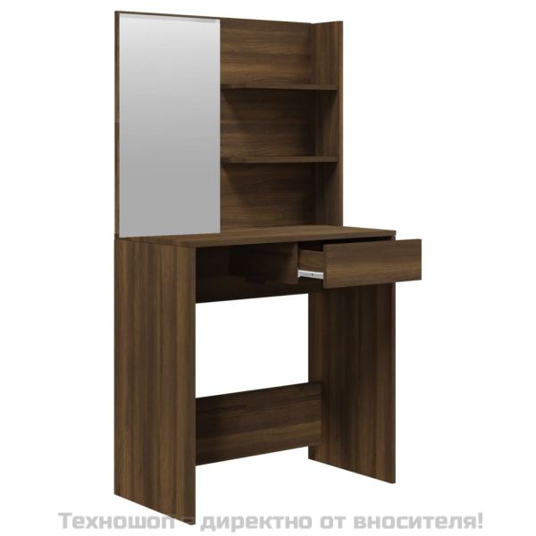 Комплект тоалетка с огледало, Кафяв дъб, 74,5x40x141 см