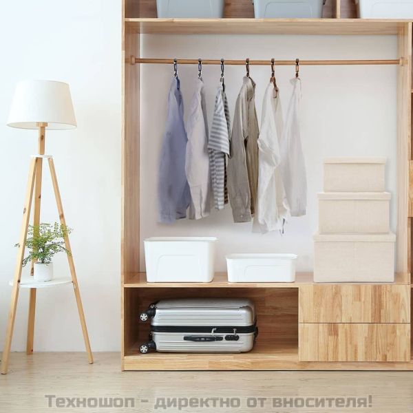 Комплект стифиращи кутии за съхранение от 3 части кремав плат