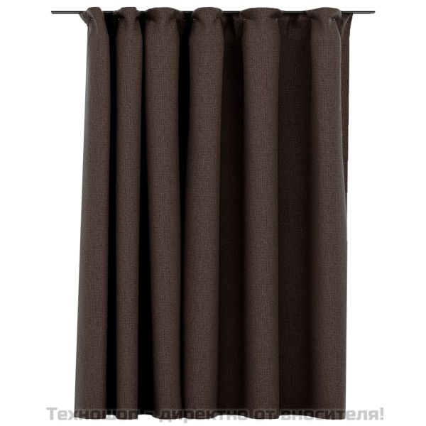 Затъмняваща завеса с куки, имитираща лен, таупе, 290x245 см