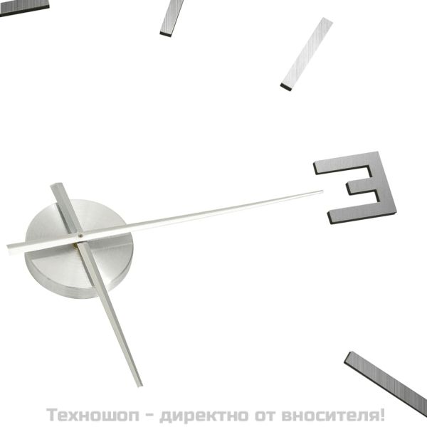 3D стенен часовник, модерен дизайн, 100 см, XXL, сребрист