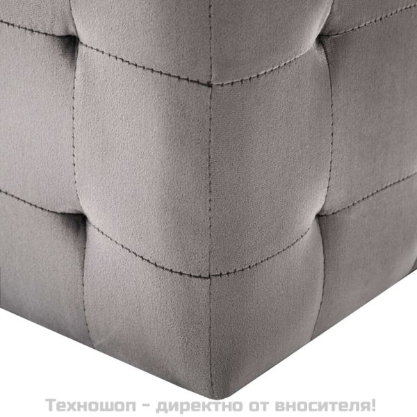 Нощни шкафчета, 2 бр, сиви, 30x30x30 см, кадифен текстил