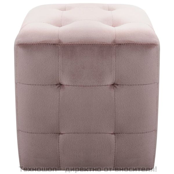 Нощни шкафчета, 2 бр, розови, 30x30x30 см, кадифен текстил