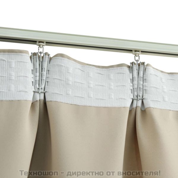 Затъмняващи завеси с куки, 2 бр, бежови, 140x225 см