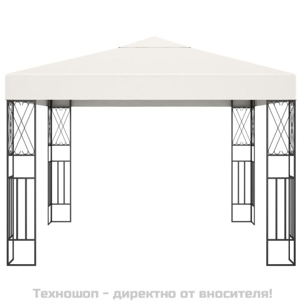 Шатра с LED светещи стрингове, 3х3 м, кремава, текстил