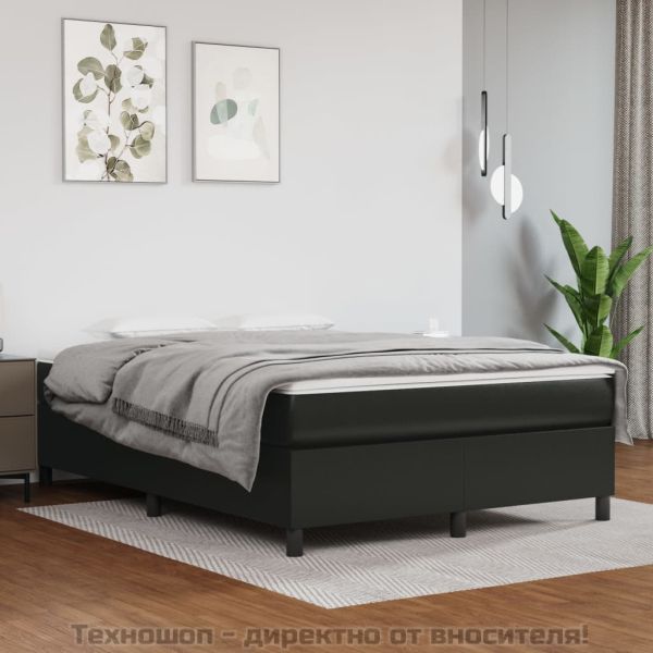 Рамка за легло с пружини черна 140x200 см изкуствена кожа