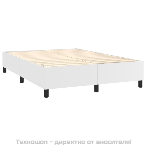Рамка за легло с пружини, бяла,140x190 см изкуствена кожа