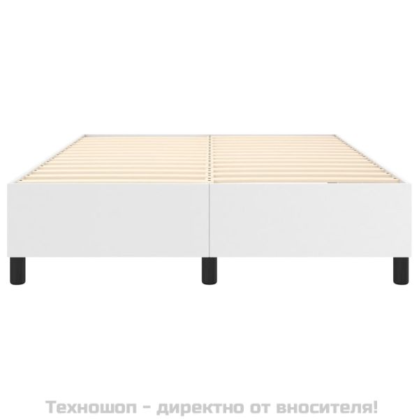 Рамка за легло с пружини, бяла,140x190 см изкуствена кожа
