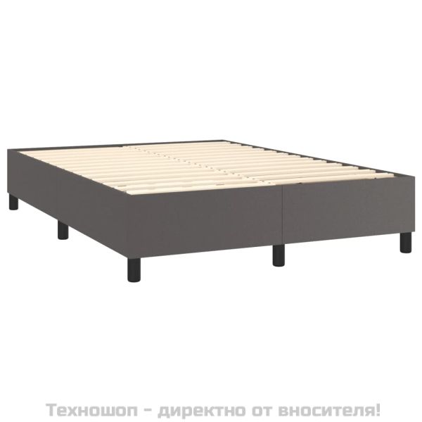 Рамка за легло с пружини сива 140x200 см изкуствена кожа