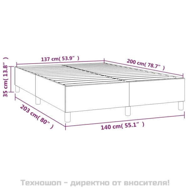 Рамка за легло с пружини сива 140x200 см изкуствена кожа