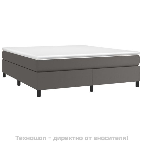 Рамка за легло с пружини сива 180x200 см изкуствена кожа