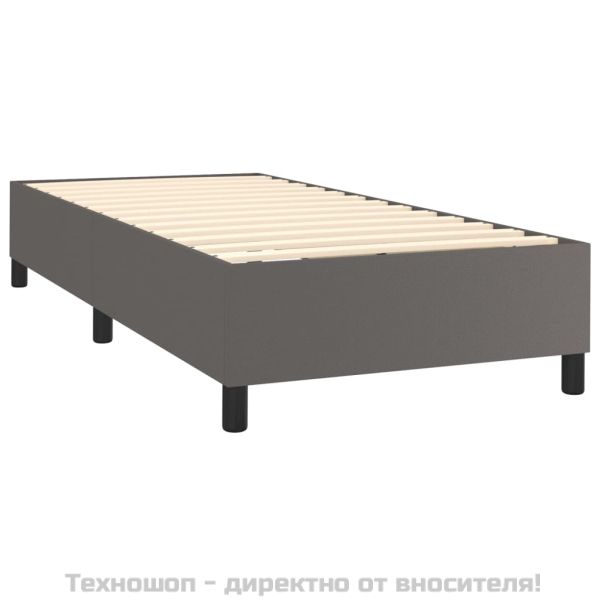 Рамка за легло с пружини сива 90x190 см изкуствена кожа