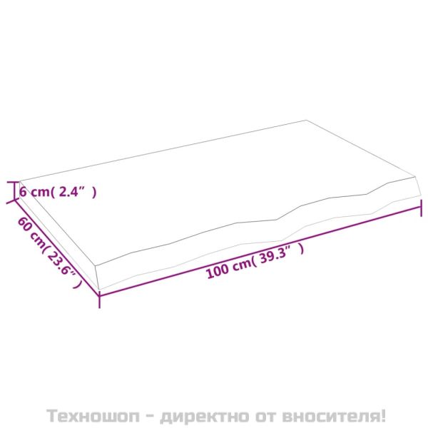 Стенен рафт, 100x60x(2-6) см, необработен масивен дъб