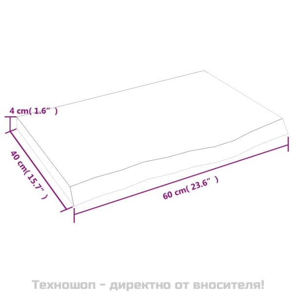 Стенен рафт светлокафяв 60x40x(2-4) см обработен масивен дъб