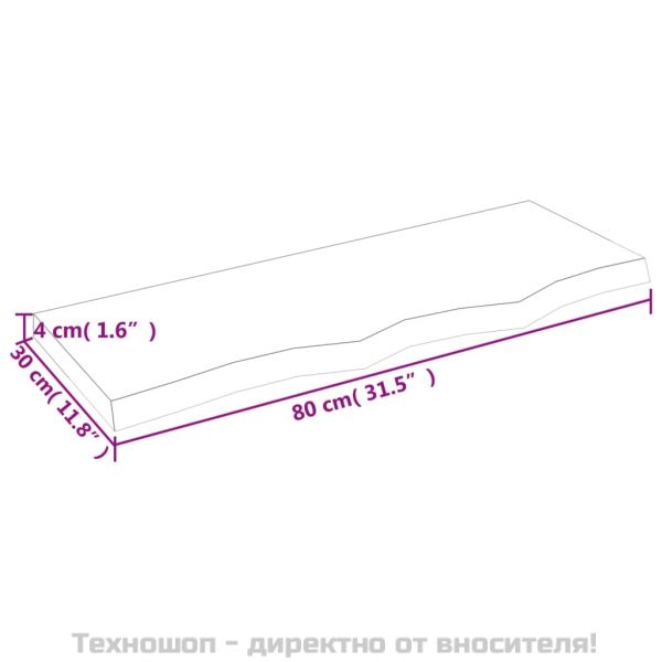 Стенен рафт светлокафяв 80x30x(2-4) см обработен масивен дъб