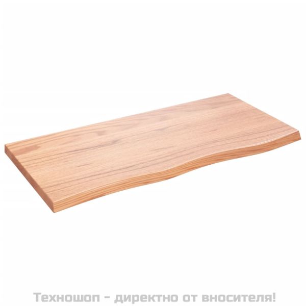 Стенен рафт светлокафяв 100x50x(2-4) см обработен масивен дъб