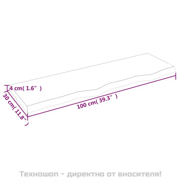 Стенен рафт светлокафяв 100x30x(2-4) см обработен масивен дъб