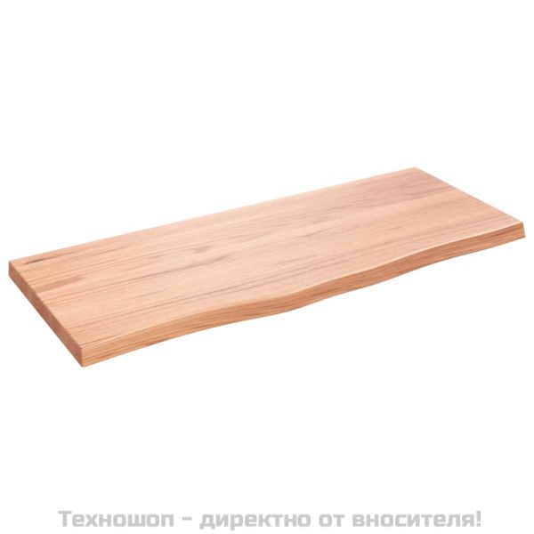 Стенен рафт светлокафяв 100x40x(2-4) см обработен масивен дъб