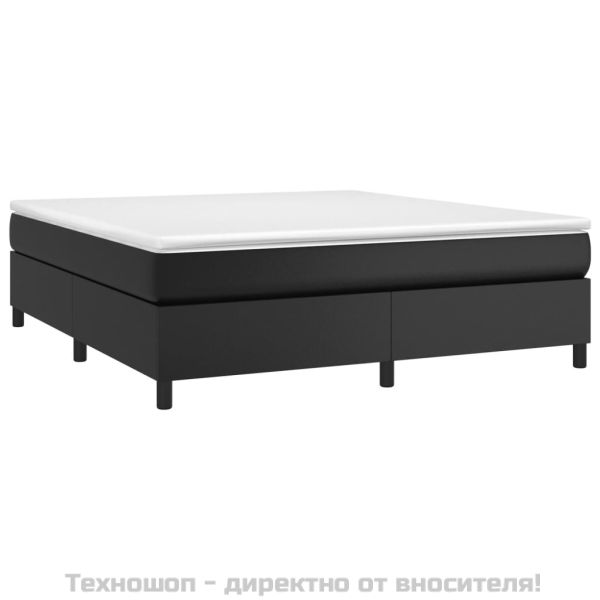Рамка за легло с пружини черна 180x200 см изкуствена кожа