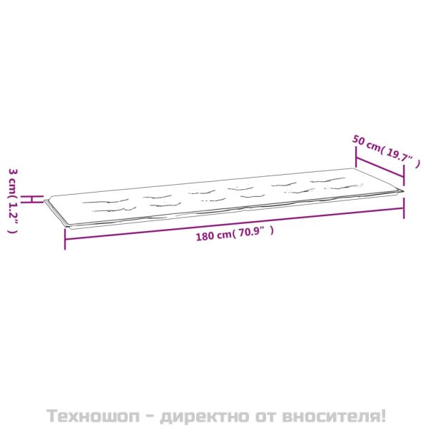 Възглавница за градинска пейка антрацит 180x50x3см оксфорд плат