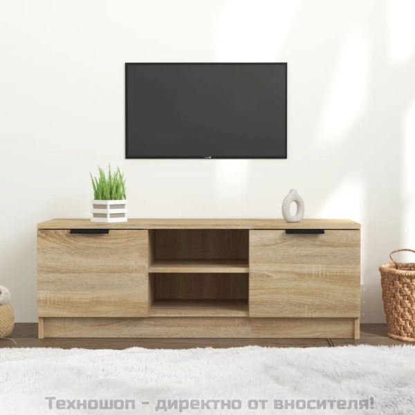 ТВ шкаф, бетонно сиво, 102x35x36,5 см, инженерно дърво