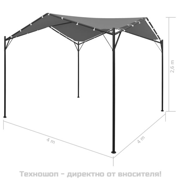 Градински навес, 4x4 м, антрацит