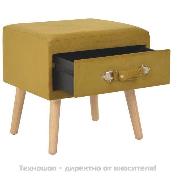 Нощни шкафчета, 2 бр, цвят горчица, 40x35x40 см, кадифе