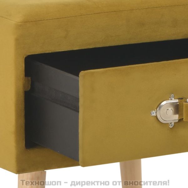 Нощни шкафчета, 2 бр, цвят горчица, 40x35x40 см, кадифе