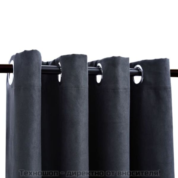 Затъмняващи завеси с метални халки, 2 бр, антрацит, 140x175 см