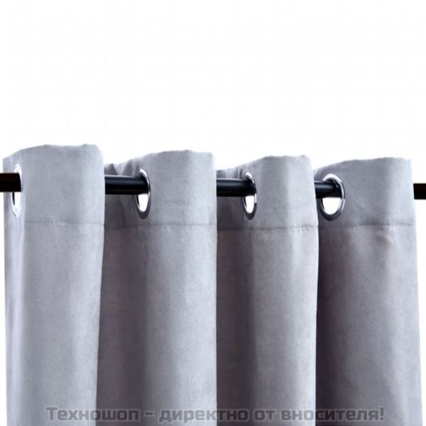 Затъмняващи завеси с метални халки, 2 бр, сиви, 140x225 см
