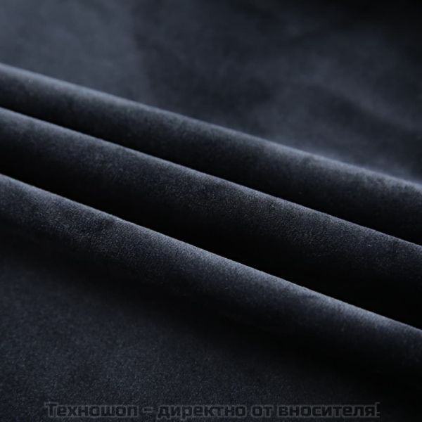 Затъмняващи завеси с куки, 2 бр, кадифе, черни, 140x225 см