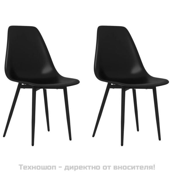 Трапезни столове, 2 бр, черни, PP