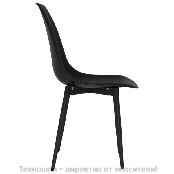 Трапезни столове, 6 бр, черни, PP