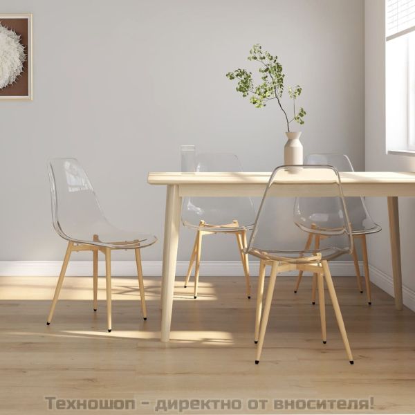 Трапезни столове, 4 бр, прозрачни, PET