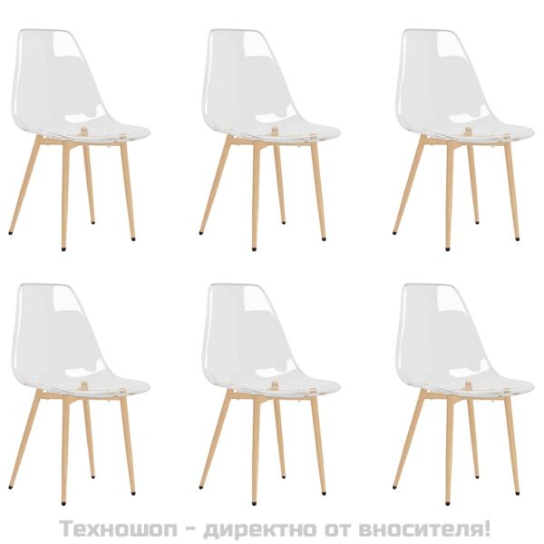 Трапезни столове, 6 бр, прозрачни, PET